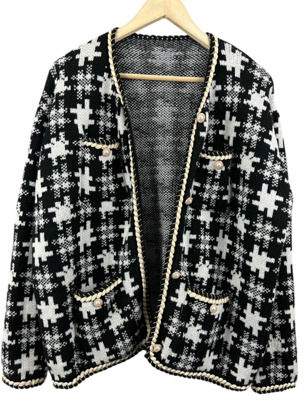 Cardigan Button Up Faux Pearl Buttons Size 1X